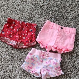 Garanimals Girls Red and Pink Ruffle Shorts Trio